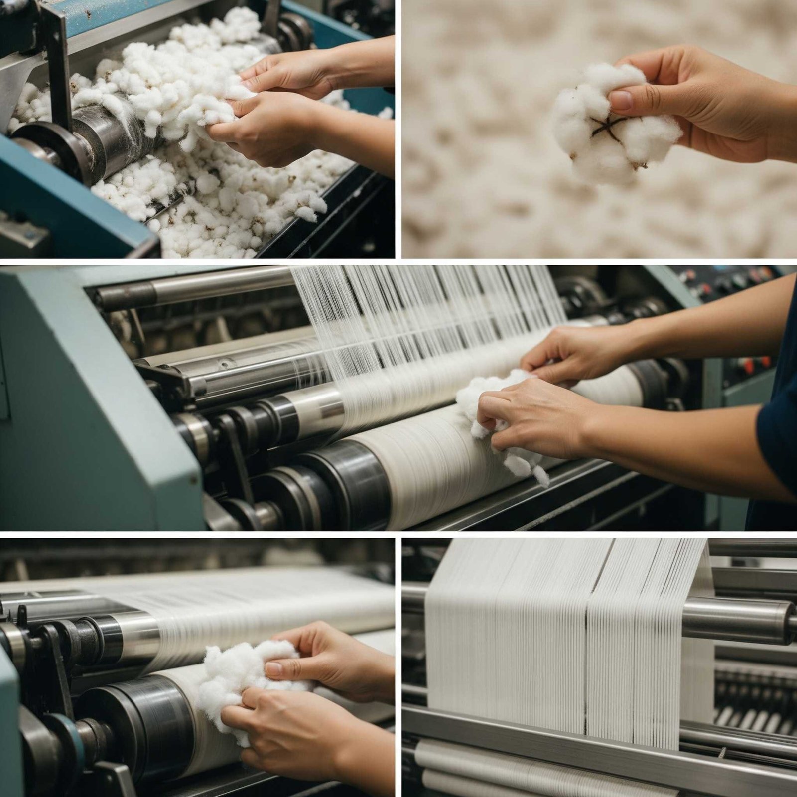 Cotton being processed into yarn