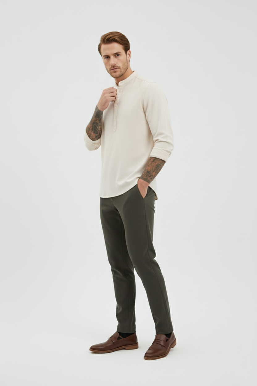 Mens Black Khadi Pure Cotton Kurta