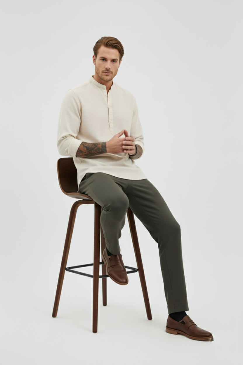 Mens Black Khadi Pure Cotton Kurta