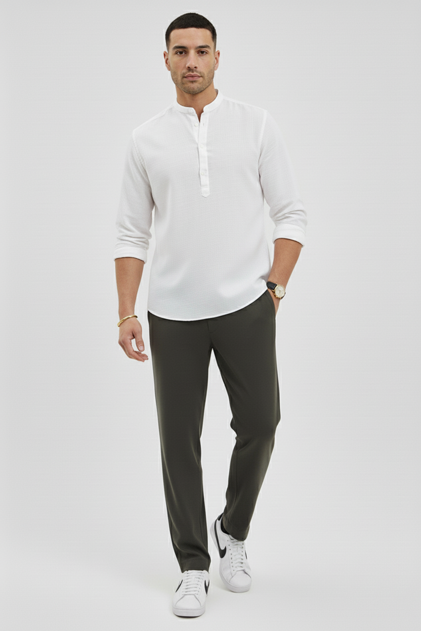 Mens Mandarin Collar Short Kurta