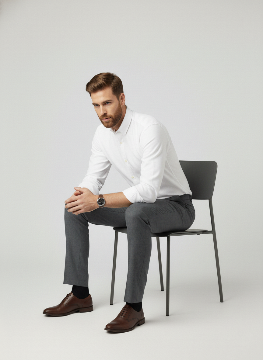 White Casual/Semi-Formal Pure Cotton Shirt