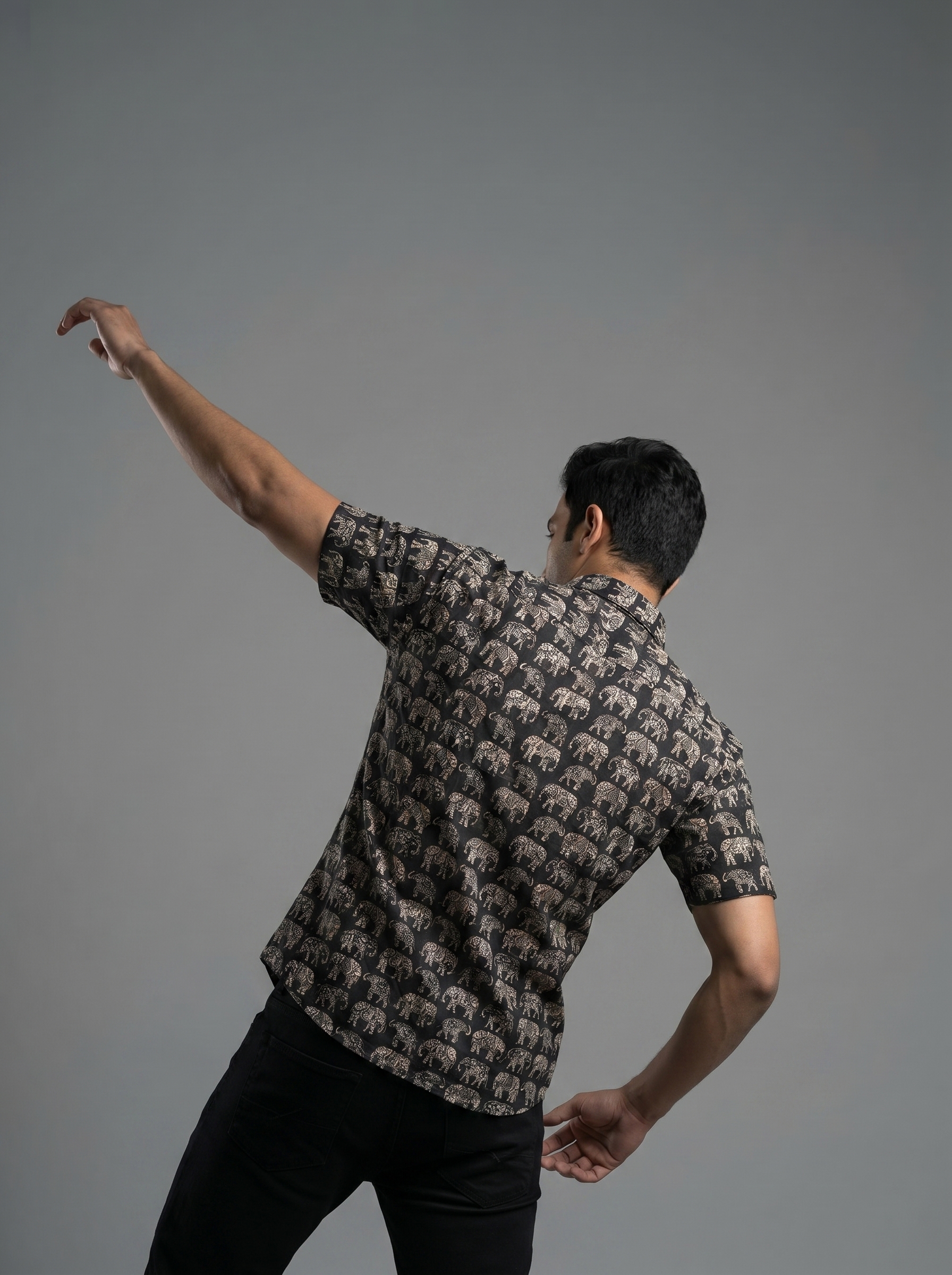 Black&White Elephant Cotton Shirt