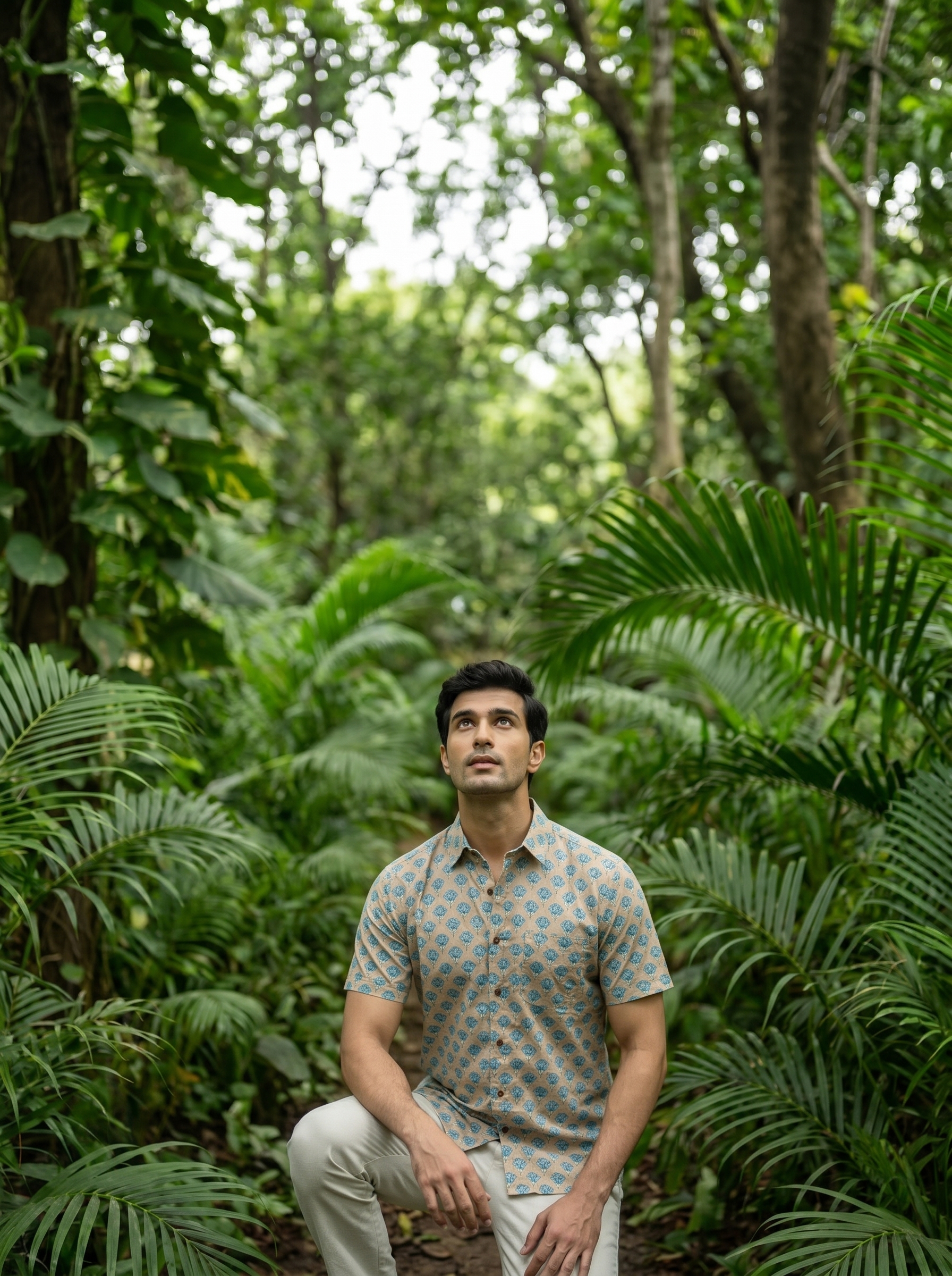 Blue Floral Cotton Shirt