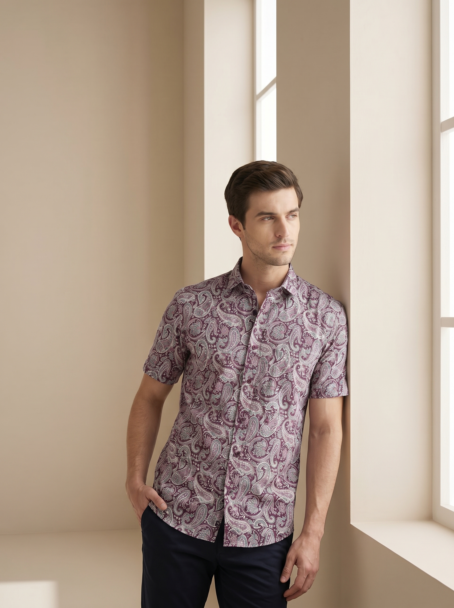 Red Abstract Cotton Shirt