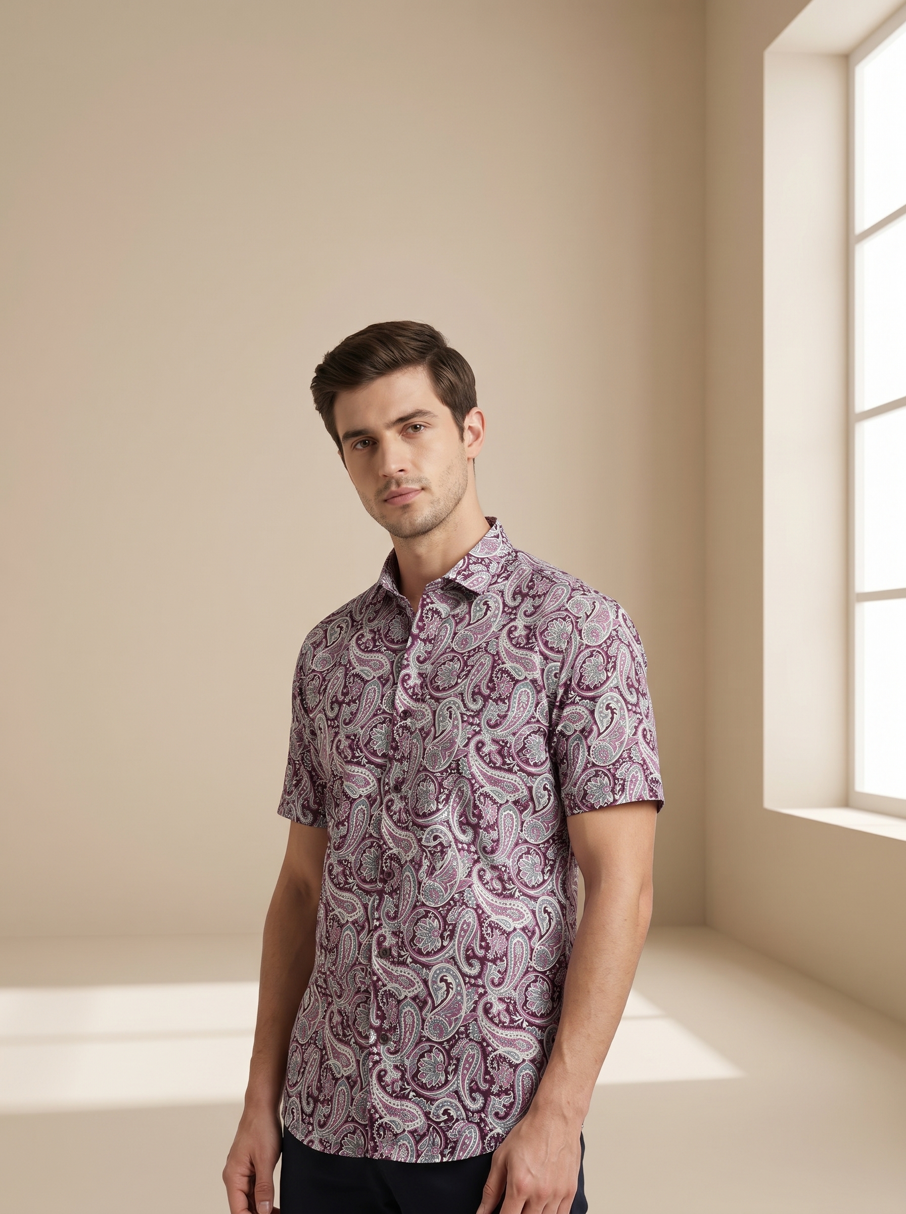 Red Abstract Cotton Shirt