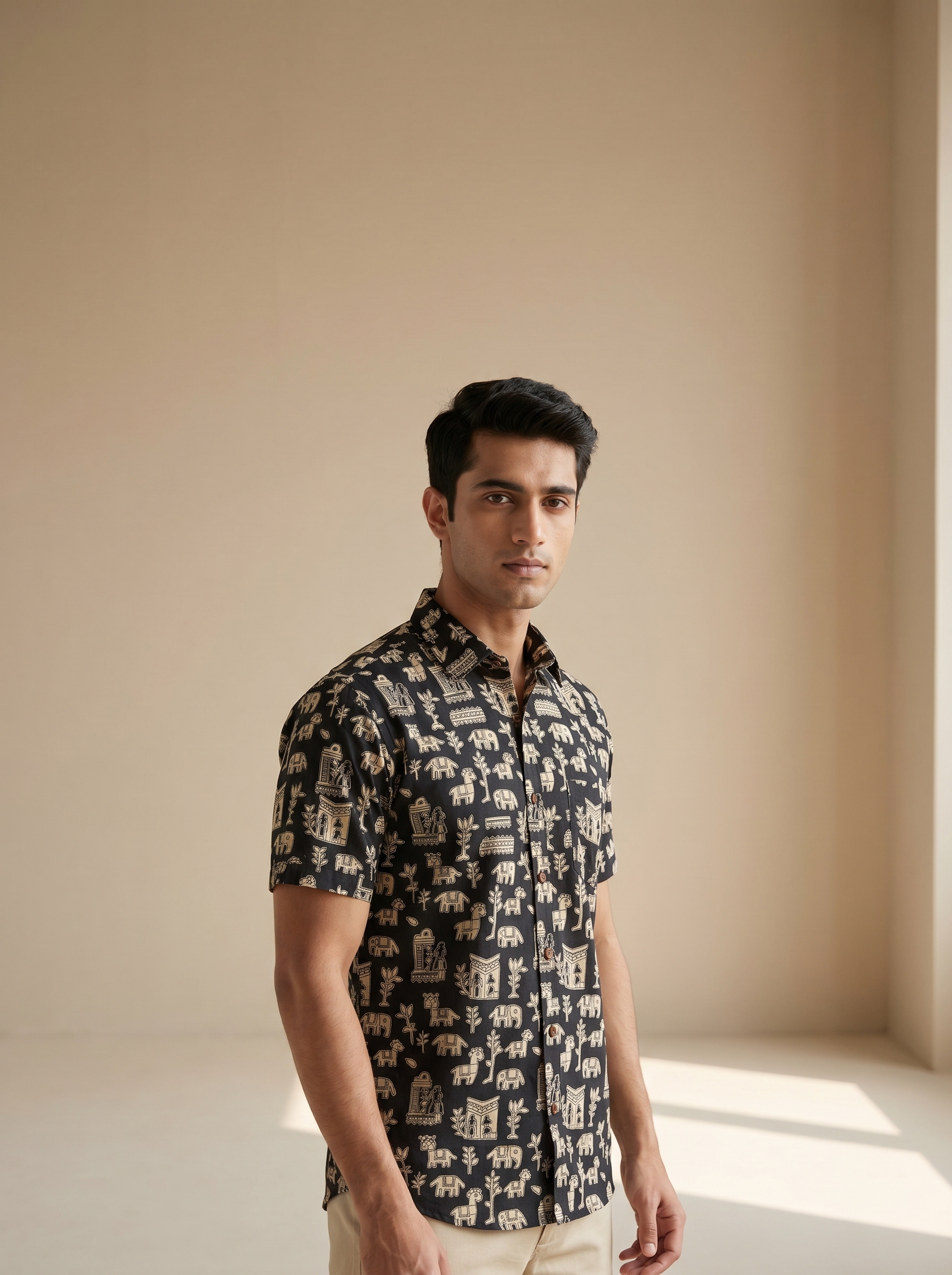 Tribal Black&White Cotton Shirt