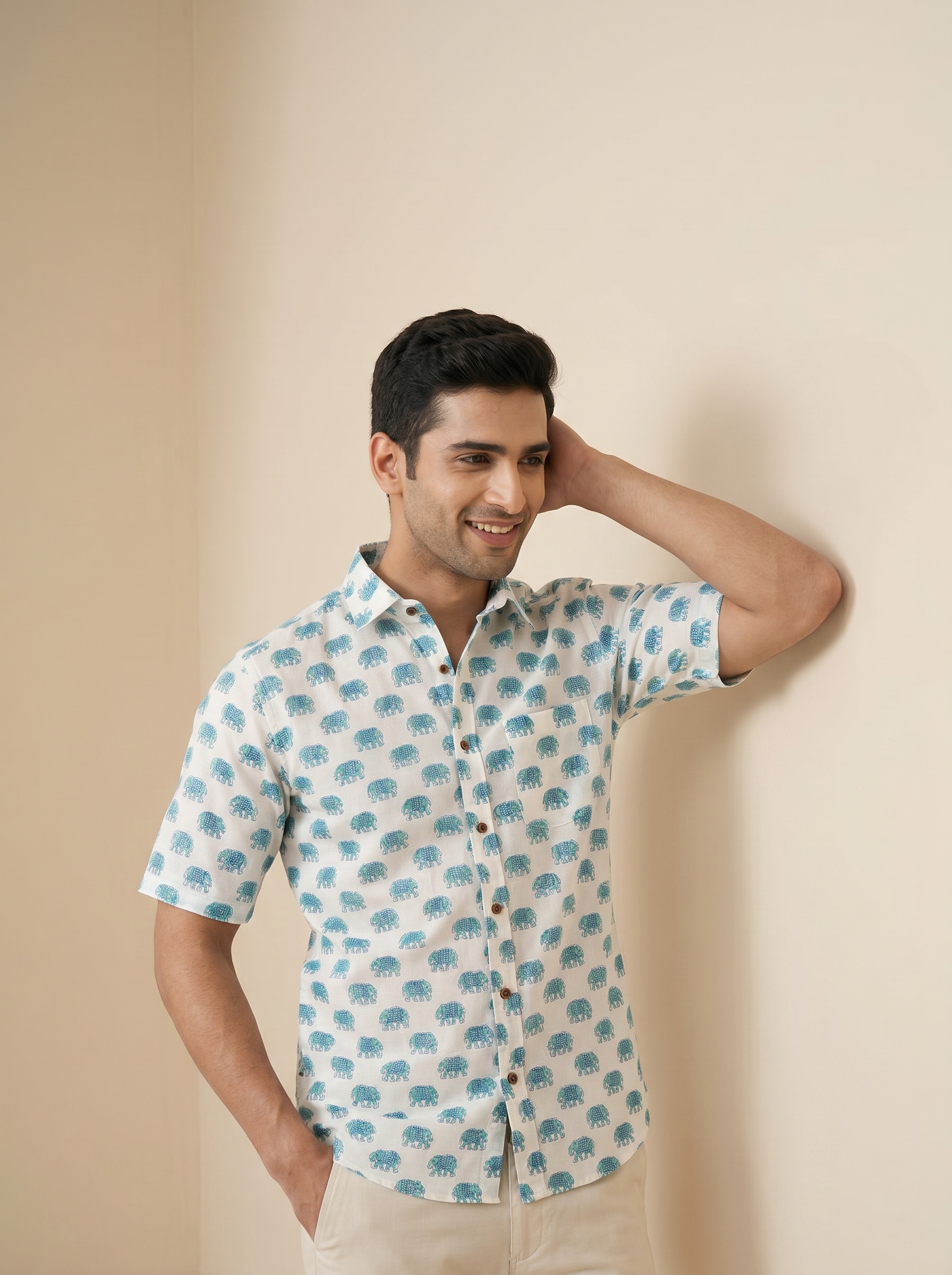 Blue  Elephant Cotton Shirt