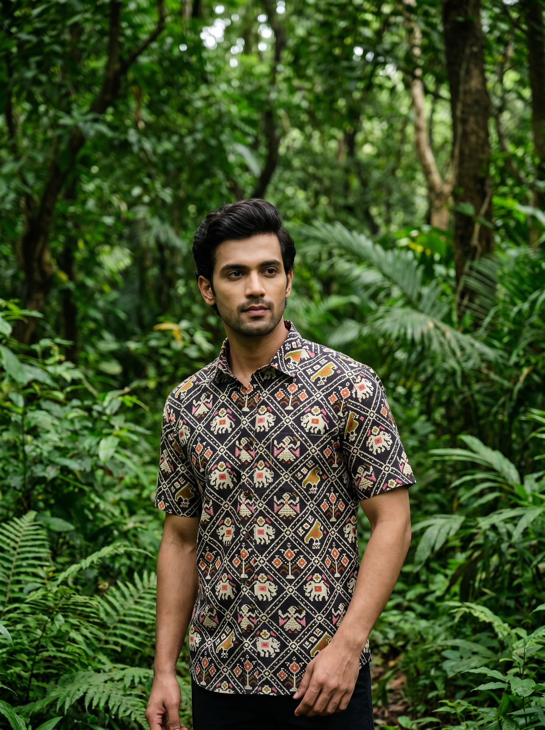 Tribal Black Cotton Shirt